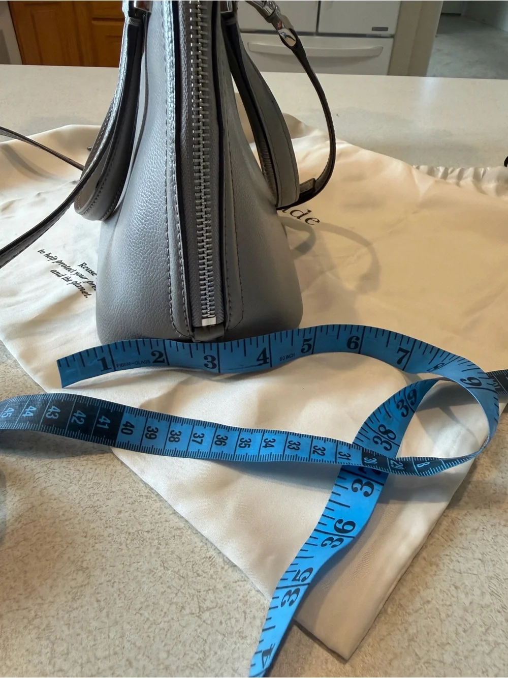 kate spade Gray Leather Dome Satchel with Detachable Crossbody Strap - Picture 9 of 11